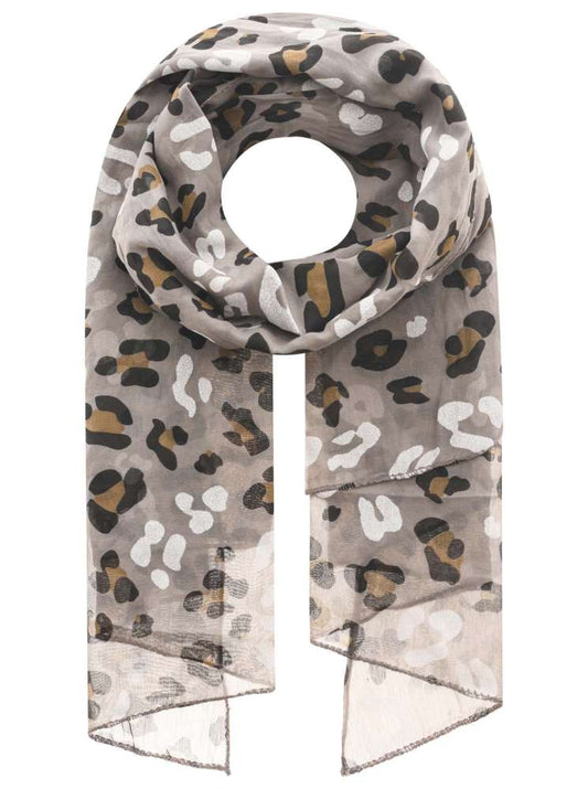 Schal Tuch "Big Leo Spots" Baumwolle Seide Taupe