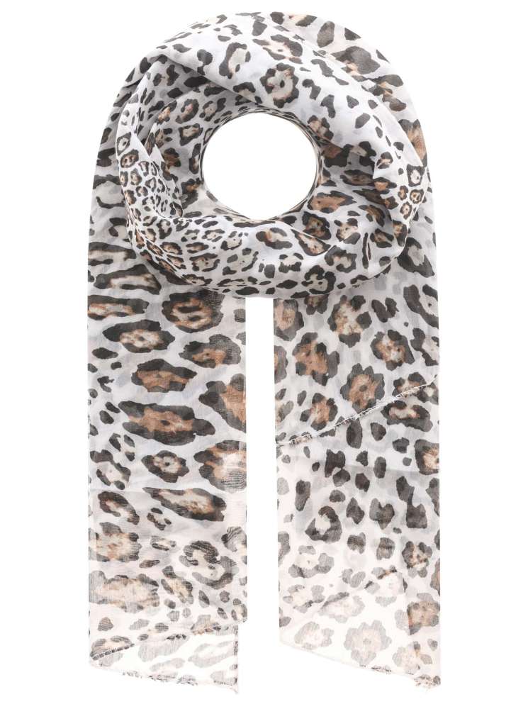 Schal Tuch "Leo Small Spots" Baumwolle Seide Beige