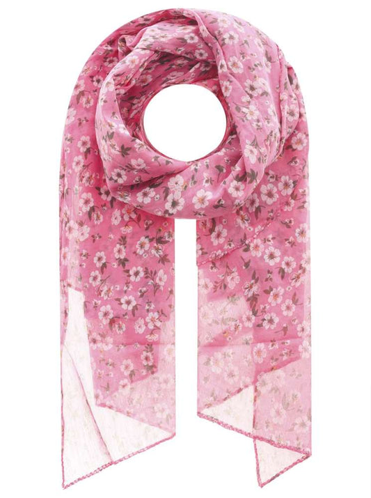 Schal Tuch "Große Sommerblume" Baumwolle Seide Pink