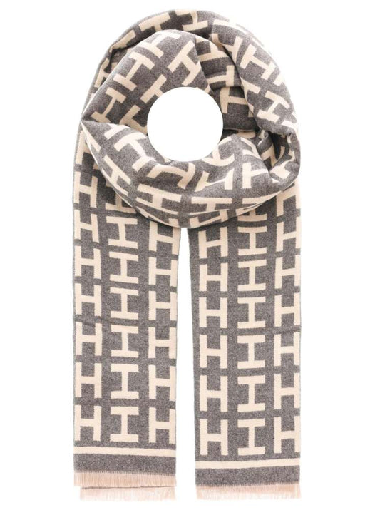 💕 Zwillingsherz Schal "H-Muster" Kuschelschal 100 % Viskose Grau