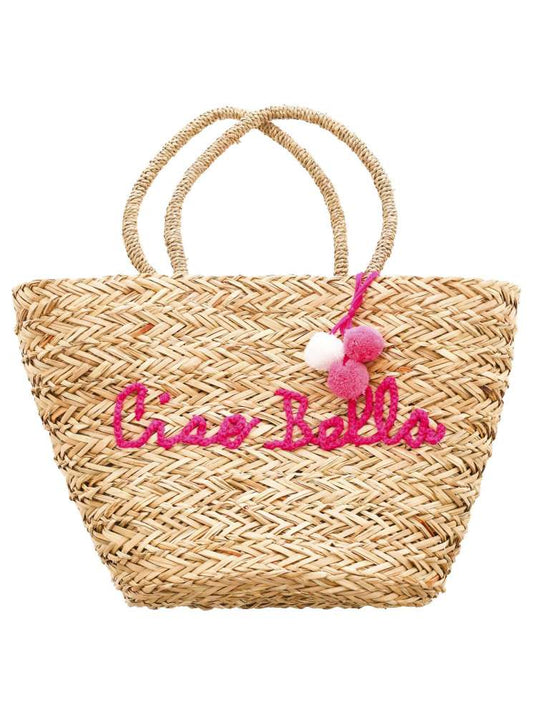 💕 Zwillingsherz Tasche Strandtasche "Ciao Bella" Korb Strohtasche Pink
