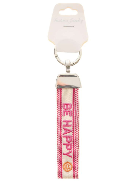 💕 Zwillingsherz Schlüsselanhänger "Be Happy" Pink