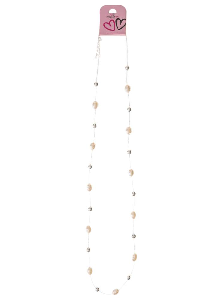 💕 Zwillingsherz Kette "Small & big pearls" Silber Weiß