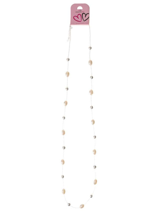 💕 Zwillingsherz Kette "Small & big pearls" Silber Weiß