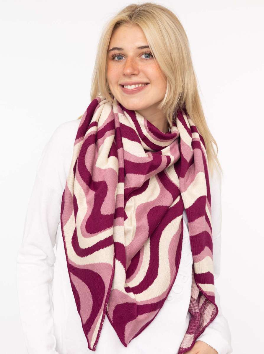 💕 Zwillingsherz Dreieckstuch "Happy Waves" Baumwolle Beere Beige