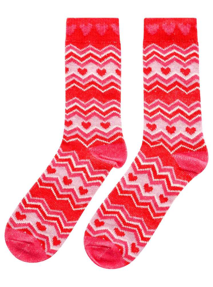 💕 Zwillingsherz Socken "Wellenmuster" Kuschelsocken Pink
