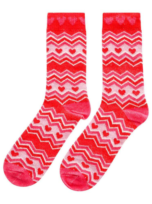 💕 Zwillingsherz Socken "Wellenmuster" Kuschelsocken Pink