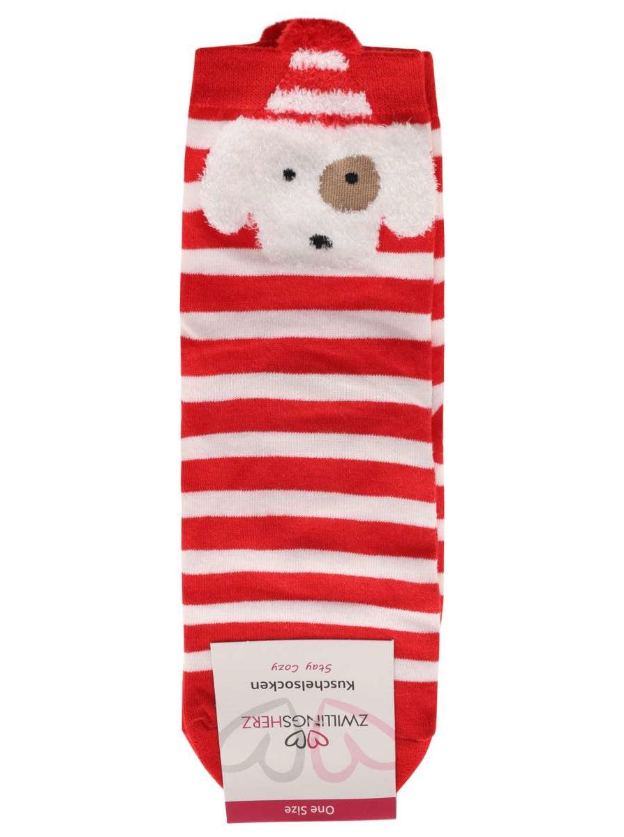 💕 Zwillingsherz Socken "Crazy Christmas" Weihnachtsmann Streifen Rot