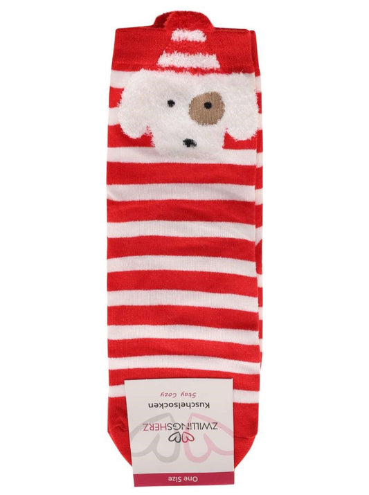 💕 Zwillingsherz Socken "Crazy Christmas" Weihnachtsmann Streifen Rot