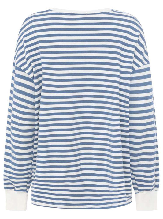 💕 Zwillingsherz Sweatshirt "Streifen" Sweater Oversize Blau
