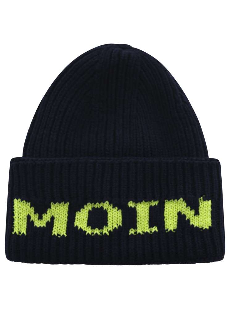 💕 Zwillingsherz Mütze "Neon Moin" Wolle Navy