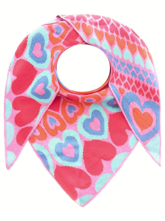💕 Zwillingsherz Dreieckstuch "Herz in Herz" Baumwolle Pink