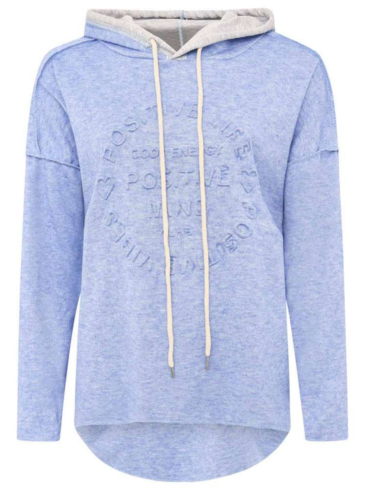 💕 Zwillingsherz Hoodie Double Face "Frühling" Stempeldruck Blau