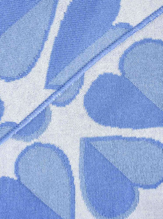 💕 Zwillingsherz Dreieckstuch "Halbes Herz" Baumwolle Blau