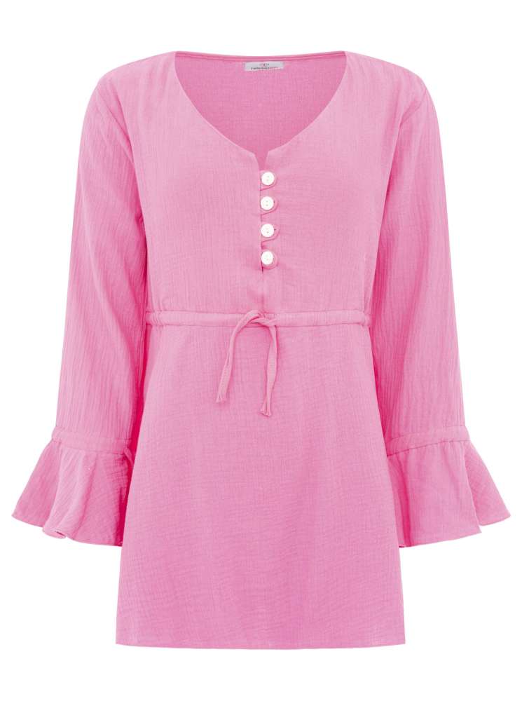 💕 Zwillingsherz Bluse Musselin "BoHo" Tunika Pink