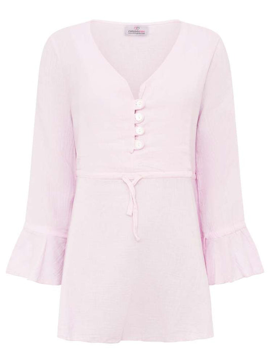 💕 Zwillingsherz Bluse Musselin "BoHo" Tunika Rosa
