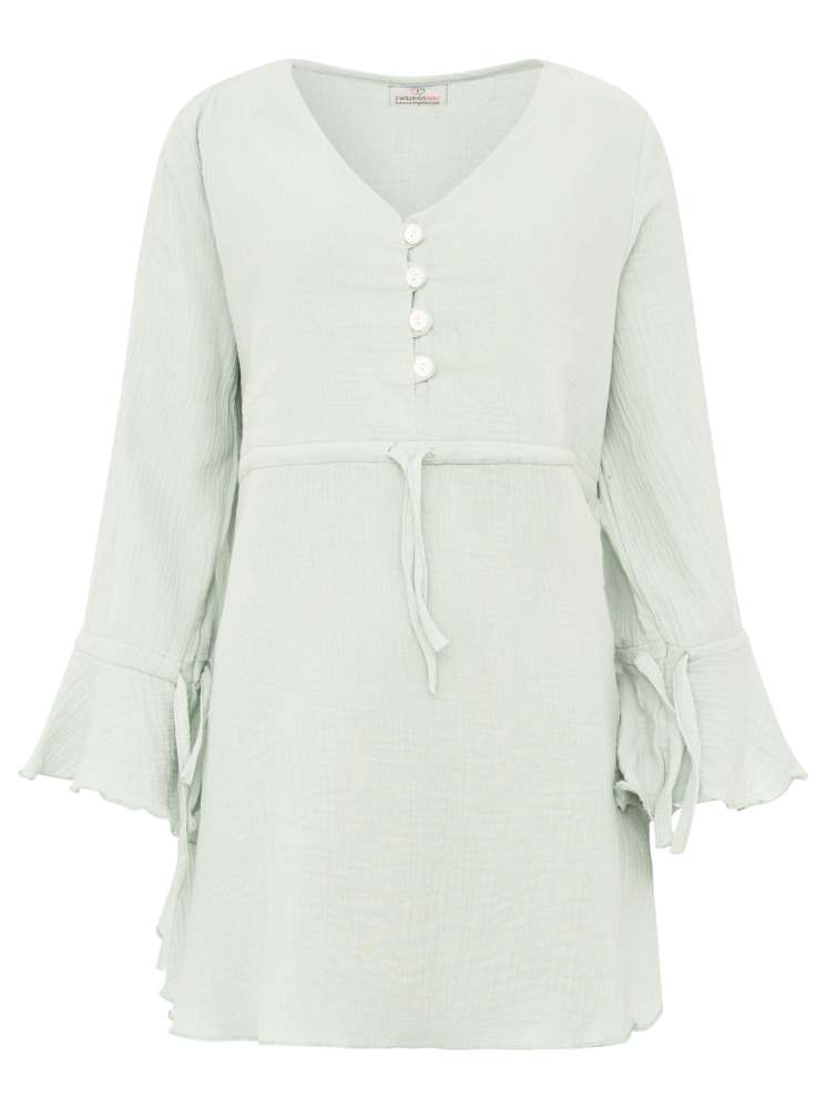 💕 Zwillingsherz Bluse Musselin "BoHo" Tunika  Salbei