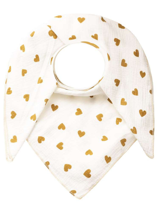 💕 Zwillingsherz Dreieckstuch "Herzen" Musselin Viereck Camel