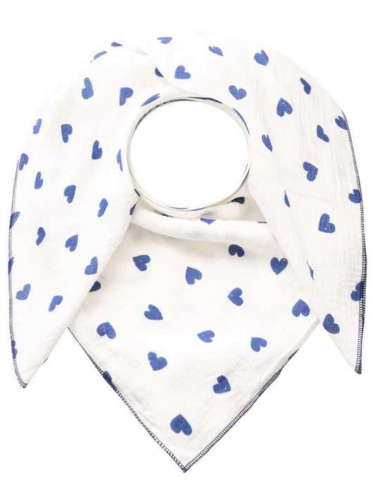 💕 Zwillingsherz Dreieckstuch "Herzen" Musselin Viereck Blau