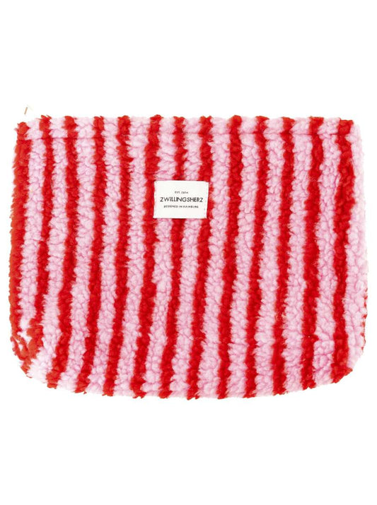 💕 Zwillingsherz Kosmetiktasche "Teddy Stripes" Pink Rot