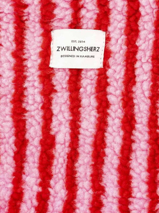 💕 Zwillingsherz Kosmetiktasche "Teddy Stripes" Pink Rot
