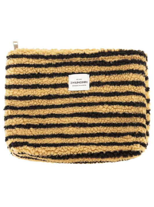 💕 Zwillingsherz Kosmetiktasche "Teddy Stripes" Braun Schwarz