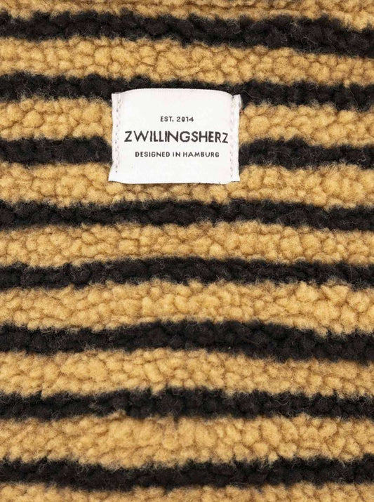 💕 Zwillingsherz Kosmetiktasche "Teddy Stripes" Braun Schwarz