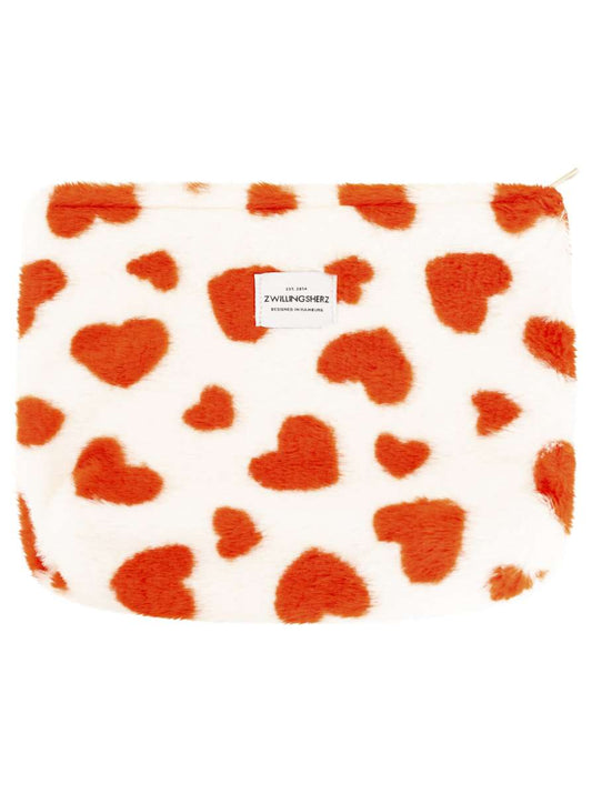 💕 Zwillingsherz Kosmetiktasche "Teddy Herzen" Weiß Rot