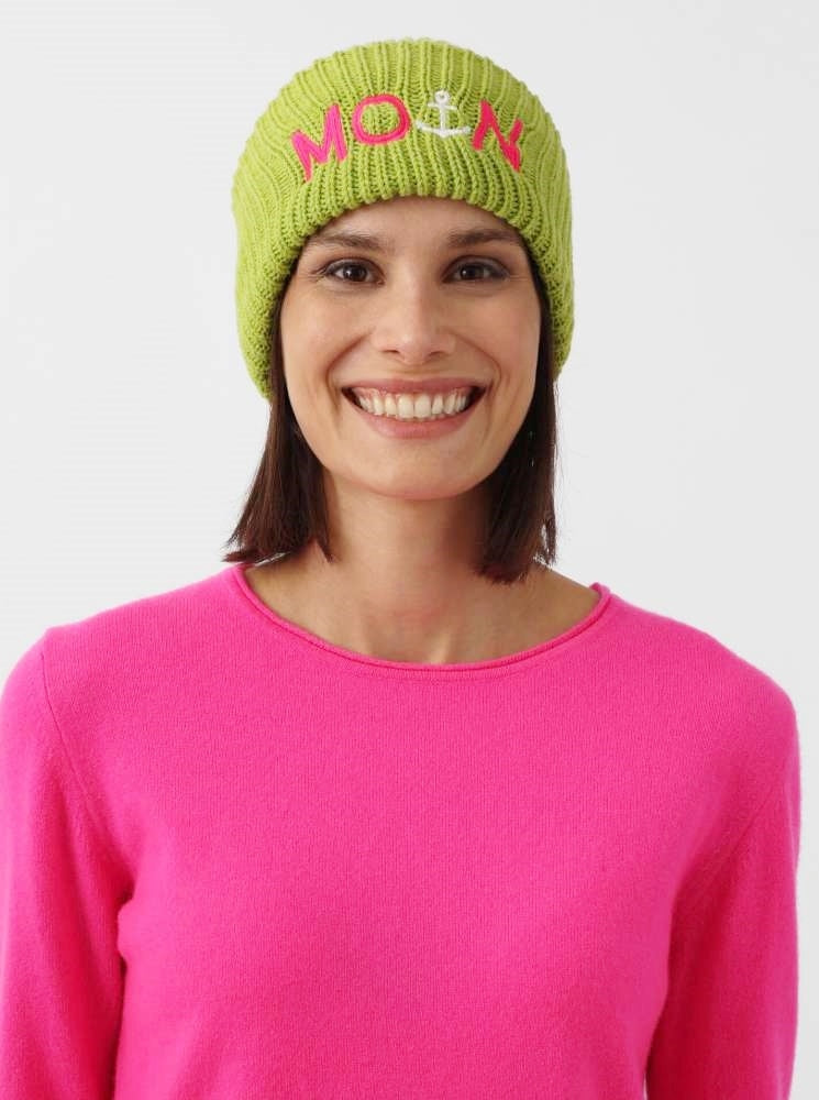 💕 Zwillingsherz Mütze "Moin" Blogger Beanie Wolle Lime