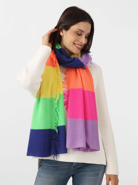 💕 Zwillingsherz XXL Schal "Fransenschal Streifen" 100 % Cashmere Kaschmir Bunt