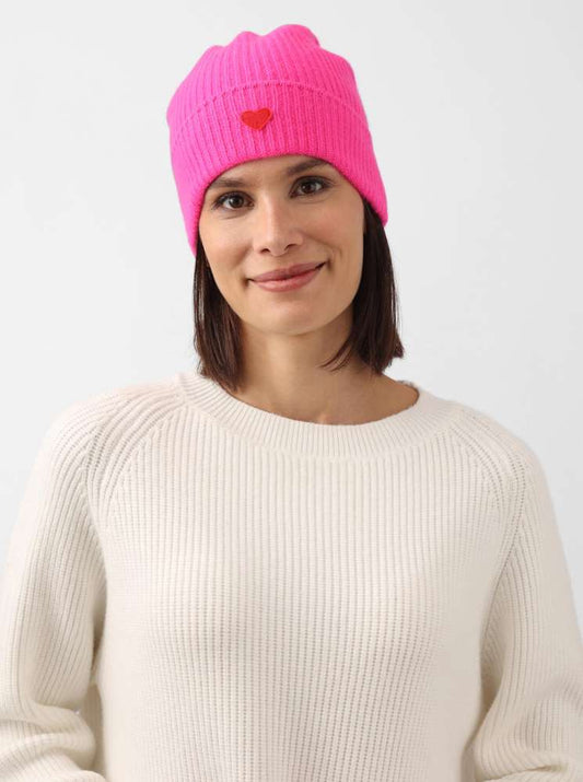 💕 Zwillingsherz Mütze "Heart" 100 % Kaschmir Umschlag Pink