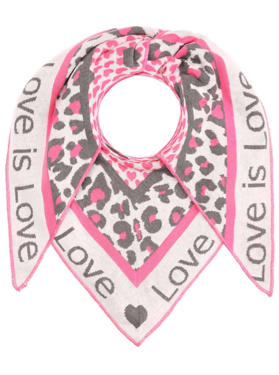 💕 Zwillingsherz Dreieckstuch "Love is love" Baumwolle Pink Grau
