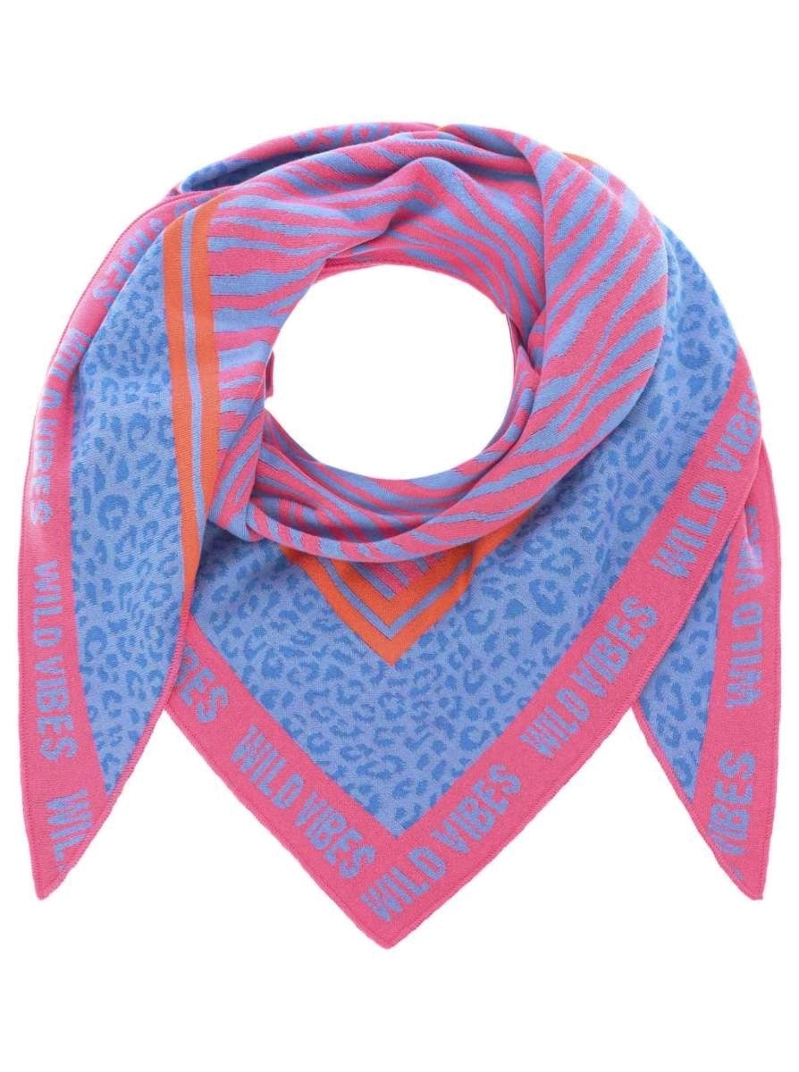 💕 Zwillingsherz Dreieckstuch "Wild Vibes" Baumwolle Blau Pink Orange