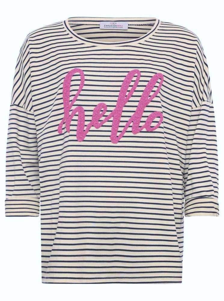 💕 Zwillingsherz Shirt "Hello" Sweater Viskose Pink