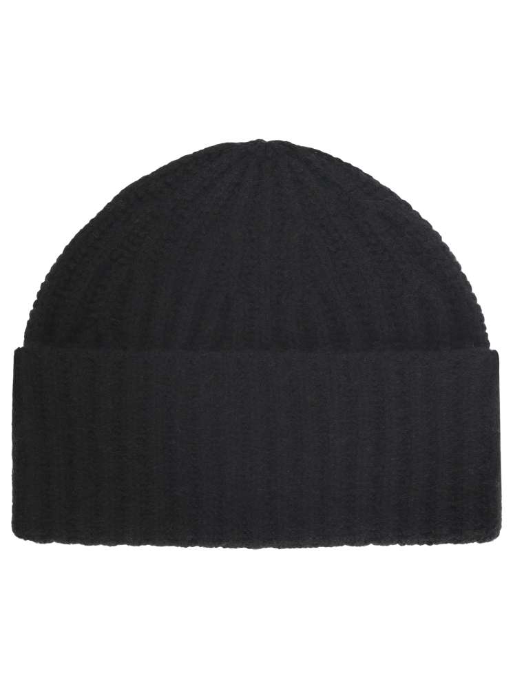 💕 Zwillingsherz Mütze Ribbon Beanie Herren "Luxus" 100 % Kaschmir Gerippt Schwarz