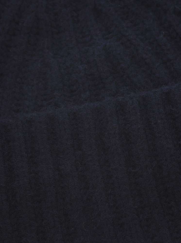 💕 Zwillingsherz Mütze Ribbon Beanie "Luxus" 100 % Kaschmir Gerippt Schwarz
