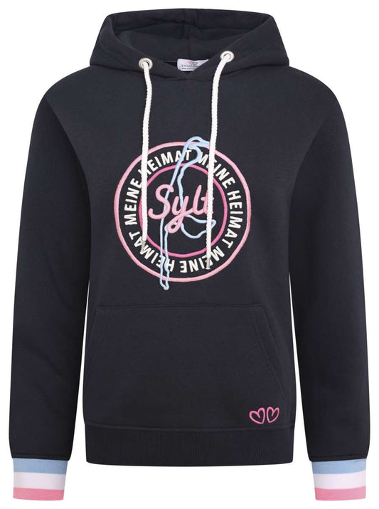 💕 Zwillingsherz Sweatshirt Hoodie "Rike" Sweater Baumwolle Navy