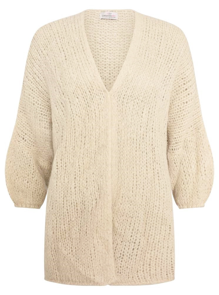 💕 Zwillingsherz XXL Strickjacke"Skopje" Wolle Beige