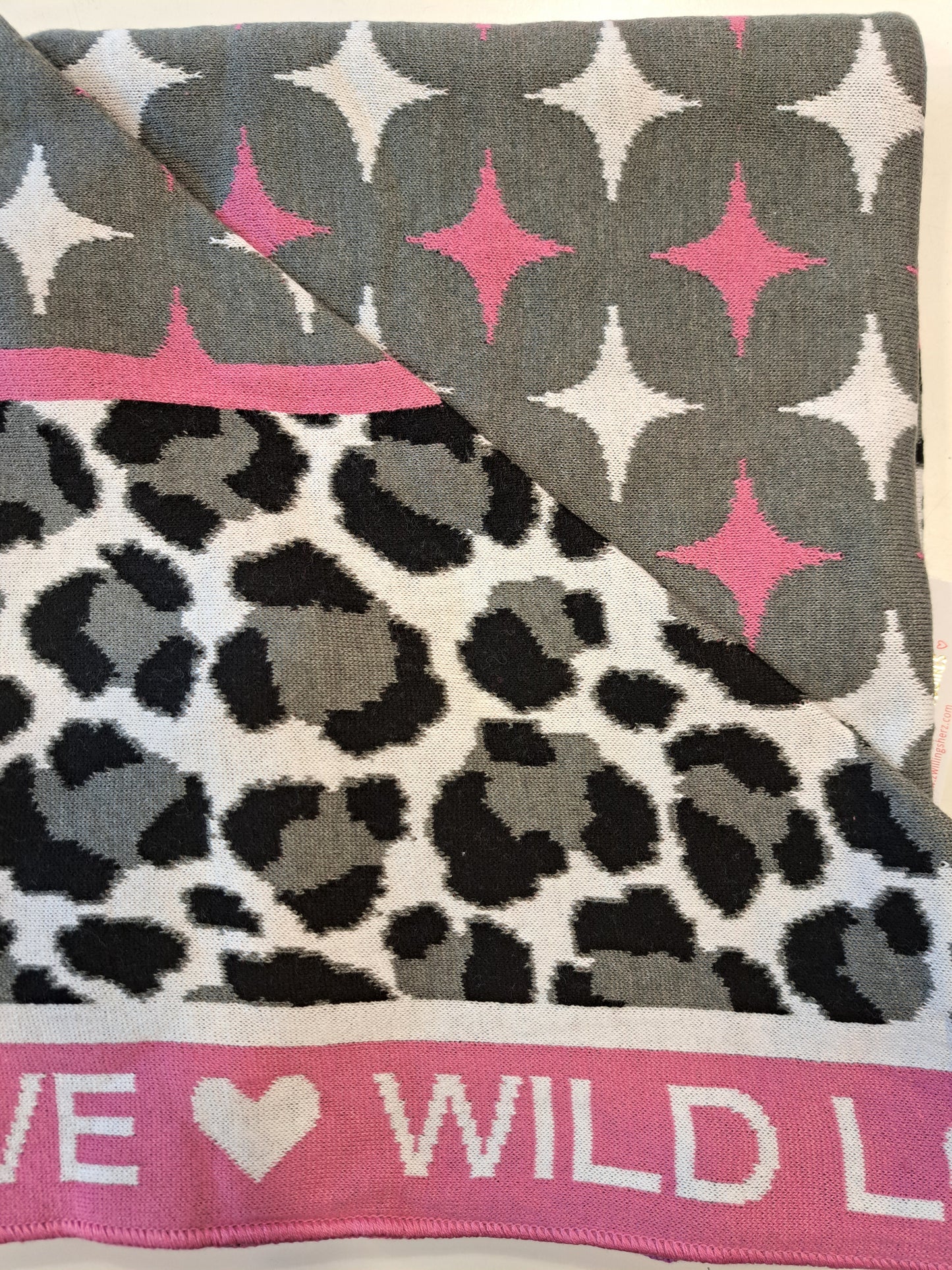 💕 Zwillingsherz Dreieckstuch "Leo Stern" Baumwolle Grau Pink