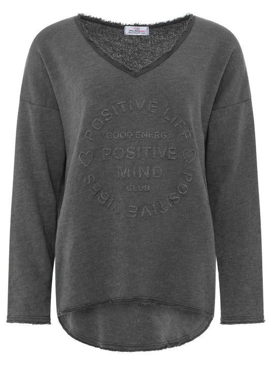 💕 Zwillingsherz Pullover Pulli "Elisabeth" Baumwolle Anthrazit