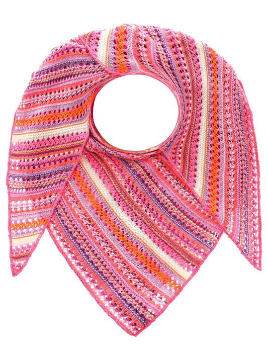 💕 Zwillingsherz Dreieckstuch "Hippie" Häkeloptik Flieder Orange
