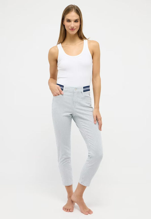 Angels Jeans Ornella Streifen Sportiy mit Dehnbund 5 Pocket verkürzt Blue