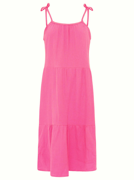 💕 Zwillingsherz Kleid Musselin "Spaghettiträger" Maxikleid Pink