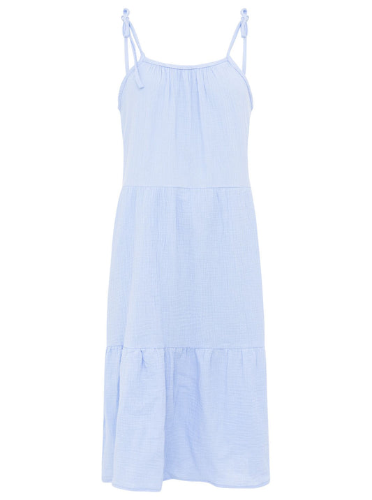 💕 Zwillingsherz Kleid Musselin "Spaghettiträger" Maxikleid Hellblau