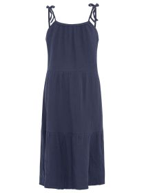 💕 Zwillingsherz Kleid Musselin "Spaghettiträger" Maxikleid Navy