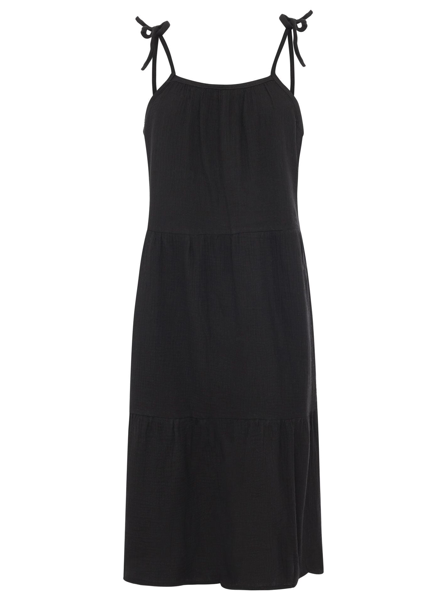 💕 Zwillingsherz Musselin Kleid "Spaghettiträger" Maxikleid Schwarz