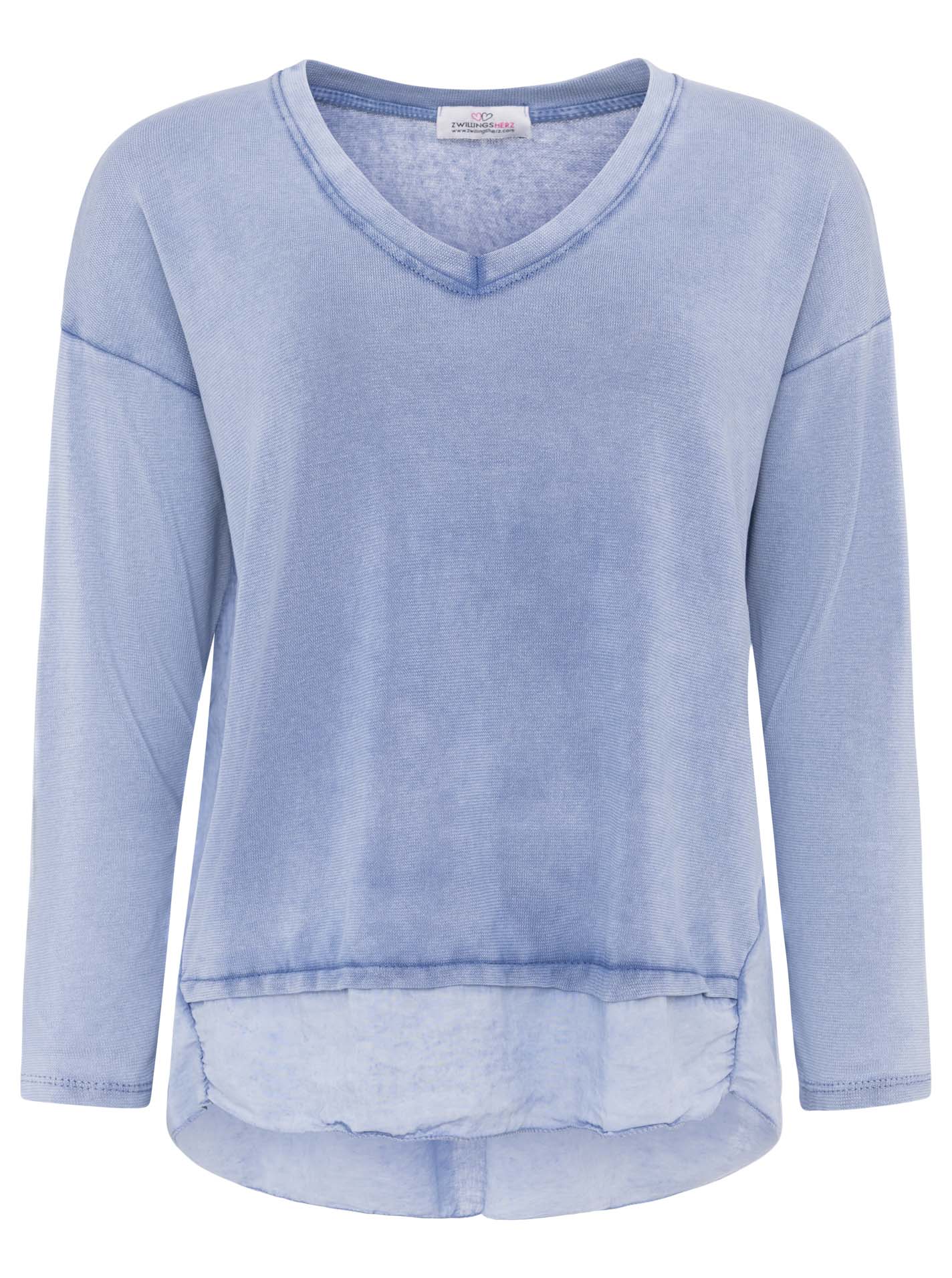 💕 Zwillingsherz Sweatshirt "Washed Out" Oversized Jeansblau