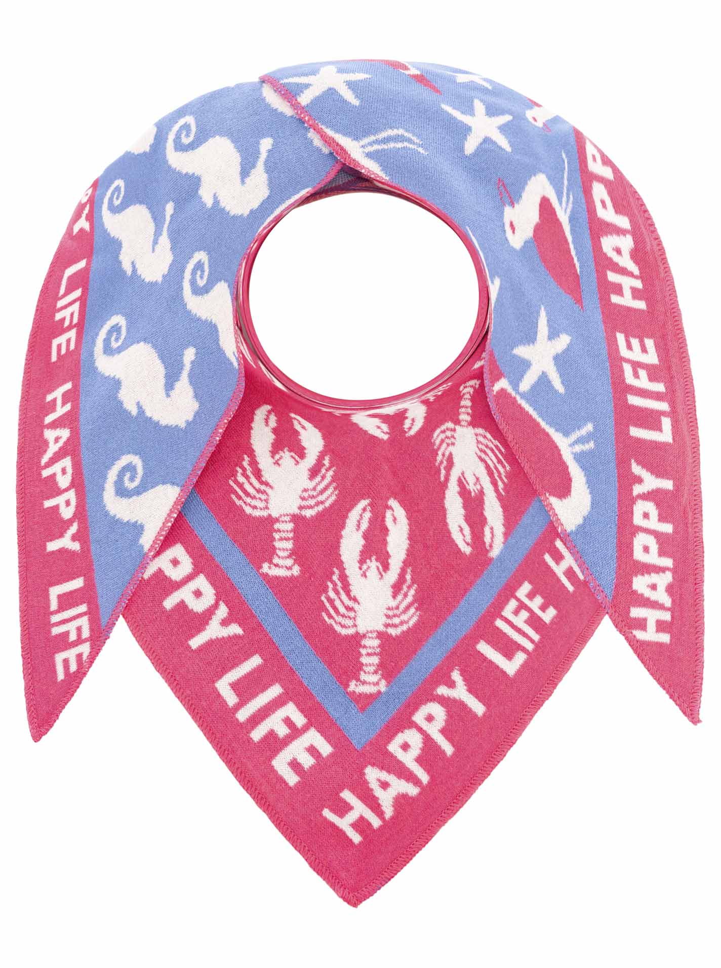 💕 Zwillingsherz Dreieckstuch "Meerestiere" Baumwolle Pink Blau