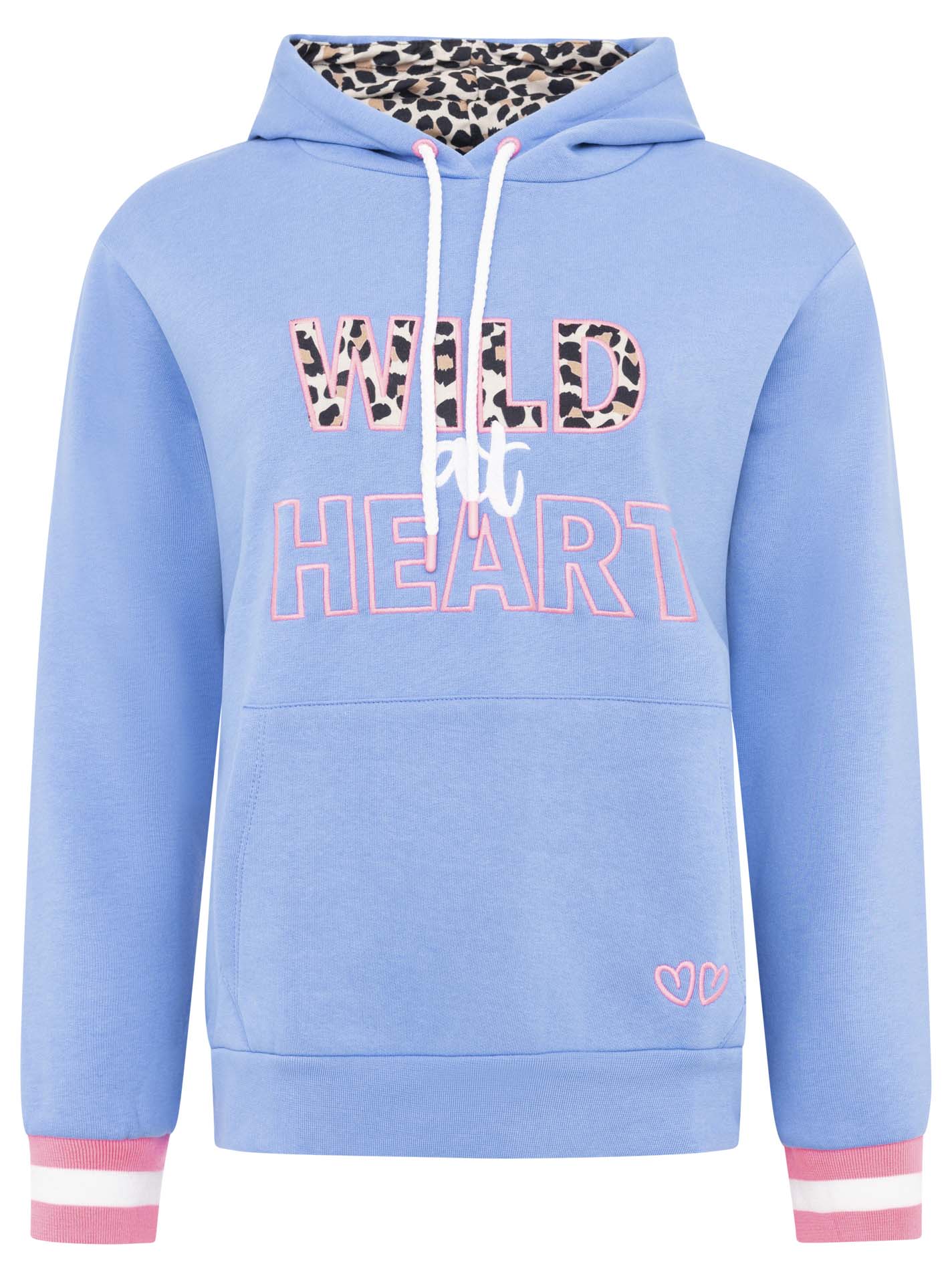 💕 Zwillingsherz Sweatshirt Hoodie "Wild at Heart" Sweater Baumwolle Blau