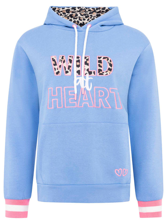 💕 Zwillingsherz Sweatshirt Hoodie "Wild at Heart" Sweater Baumwolle Blau
